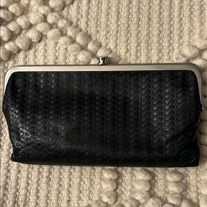 HOBO Lauren Collection Black Textured Leather Clutch Wallet